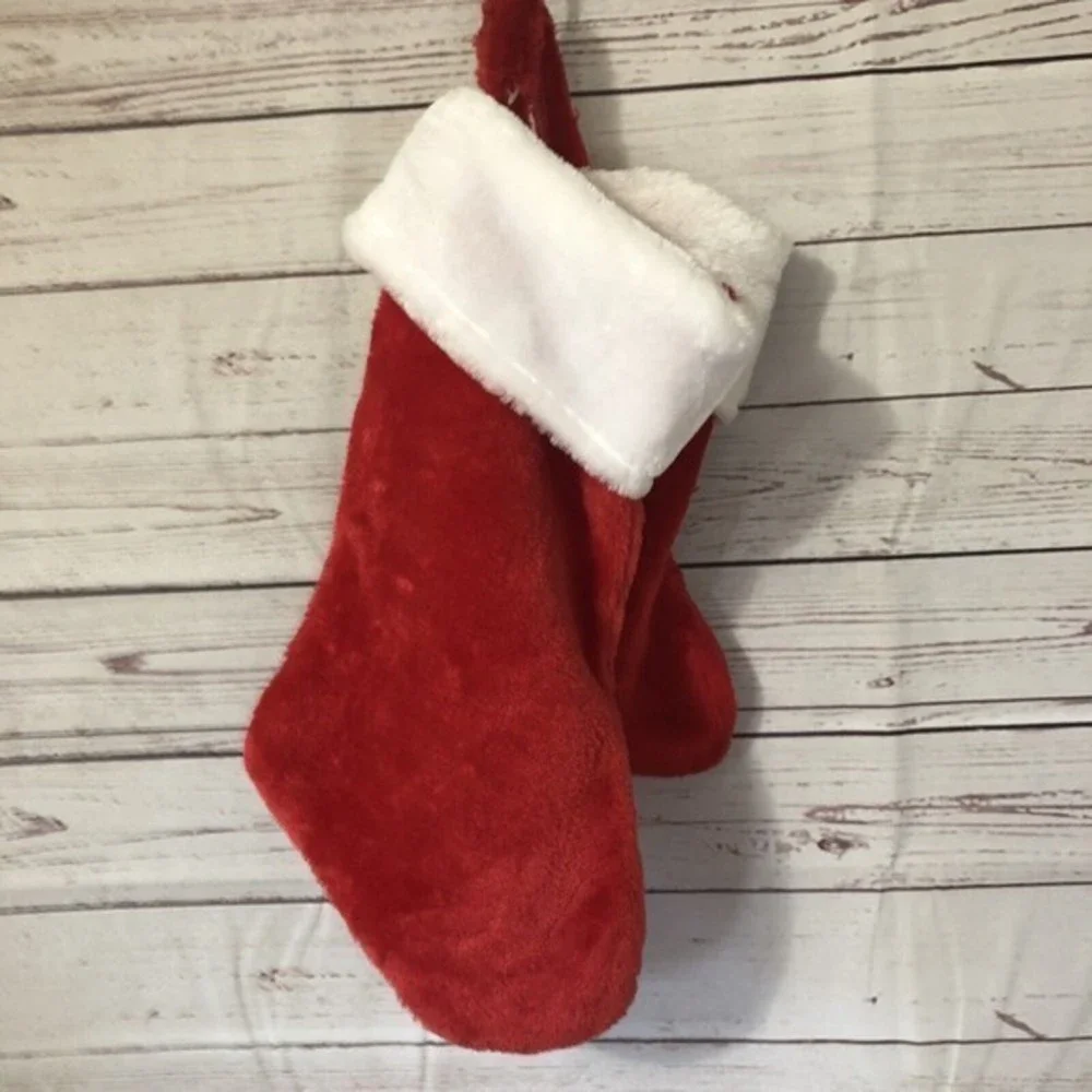 3 Holiday‎ Red Velveteen Christmas Stocking White Cuff 14” To 16”